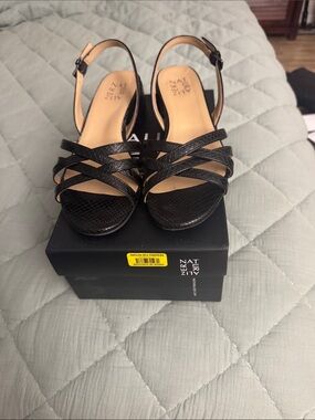 Naturalizer Black Crisscross Slingback Heels